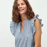 Gemala X-Long-M_Blue White Stripe_Model_2